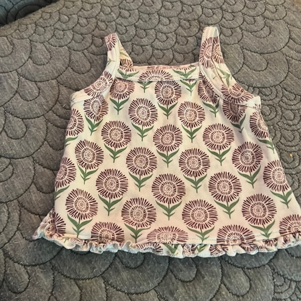 Kate quinn tank top. 6-12m. ruffle bottom. flowers